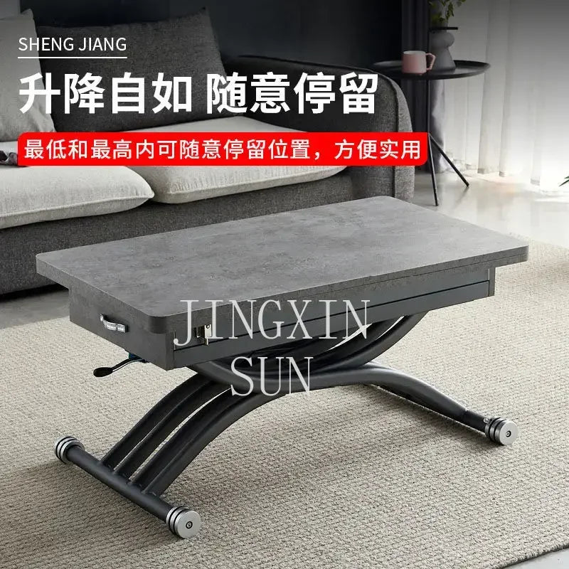 Lifting coffee table folding telescopic household dining table dual-purpose creative simple small apartment living room