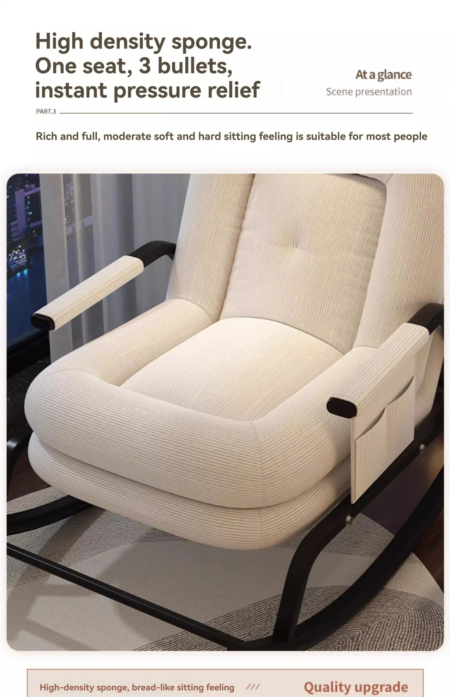 ASwinging Chair, Lounge Chair, Adults Can Sleep, Creamy Style Dog House Rocking Chair, Single Lazy Person, Home Small Sofa