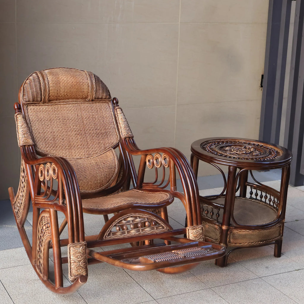 New Chinese rattan chair happy chair factory courtyard elderly rattan sofa