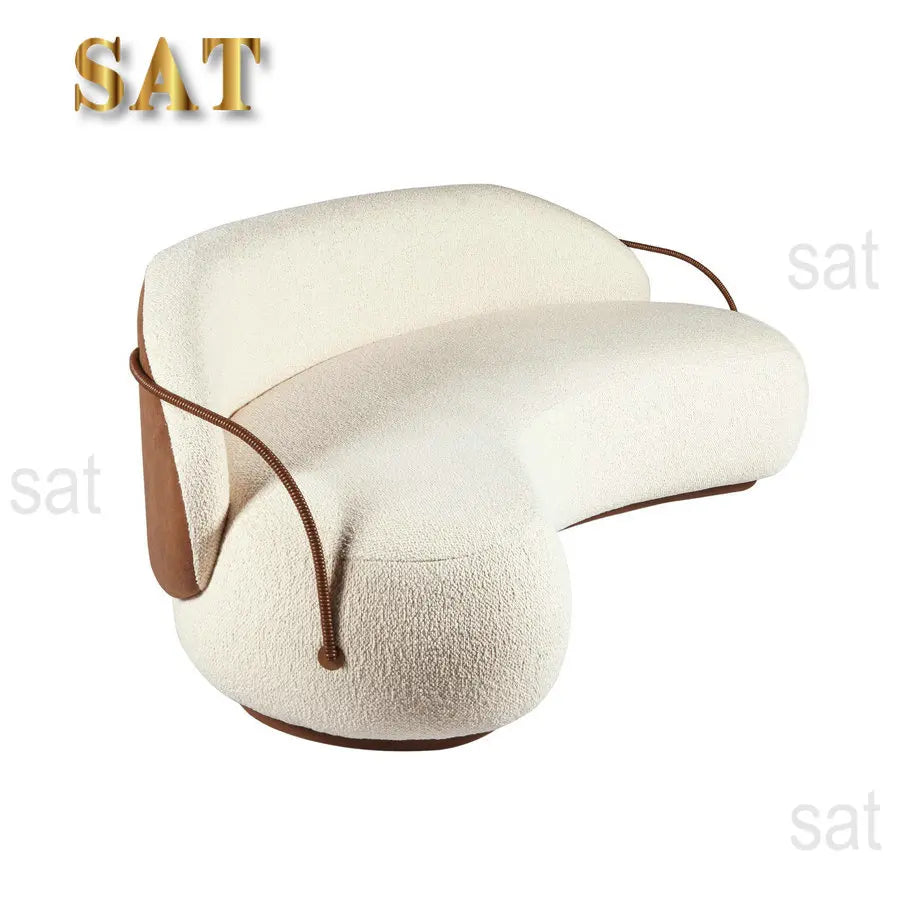#Modern Luxury  Hotel Restaurant Small Curved Back White Velvet Couch Sofa Set Designs with Wood Furniture Living Room Sofas