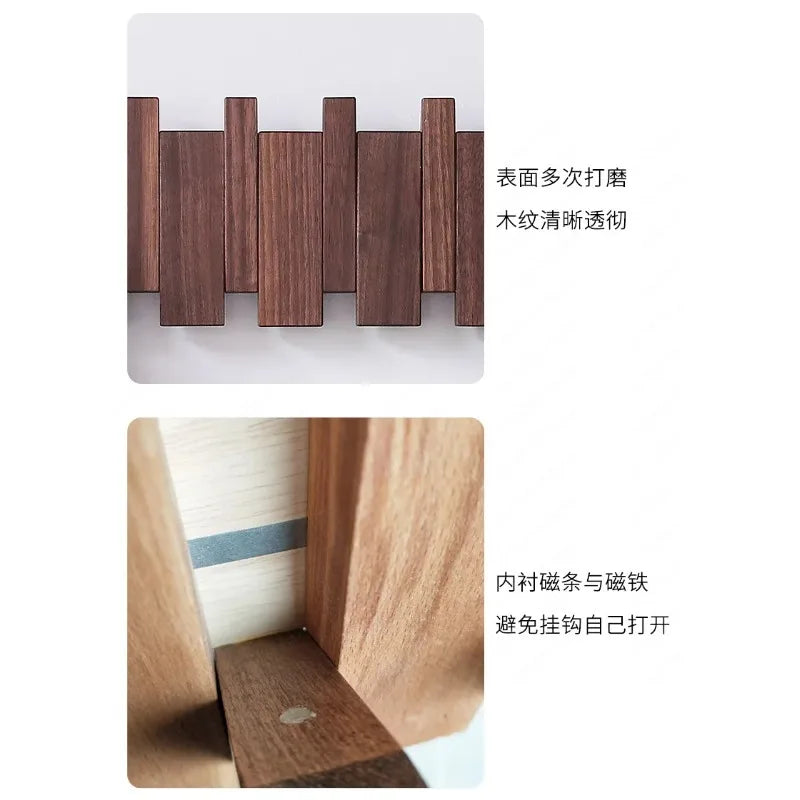 Clothes hook,  solid wood row hook, creative piano key entry, door entry wall, wooden coat rack