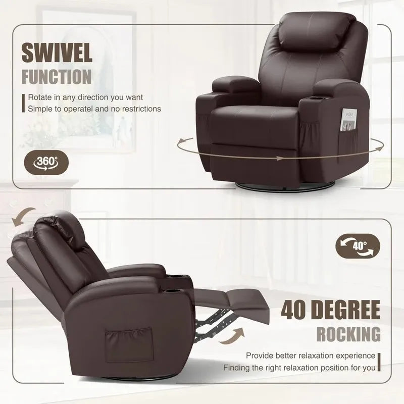 Ergonomic Reclining Rocking Massage Chair for Living Room Sofa