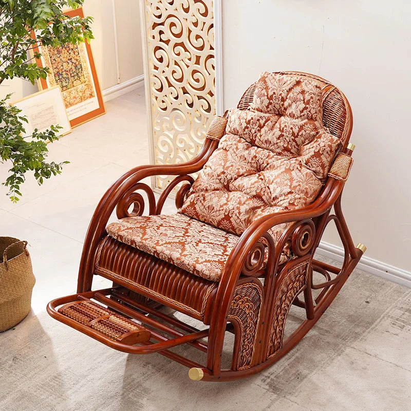 Natural rattan rocking chair adult sofa household cushion living room
