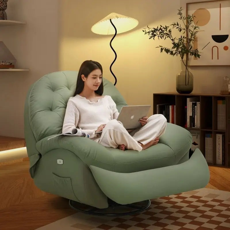 Single Sofa Rocking Chair-Modern Simplicity Design Multifunctional Lying Sleeping Electric Fabric Chair Recliner Sofa
