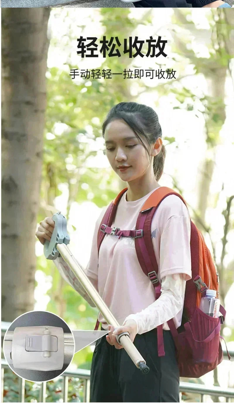 2024 New Multi Functional Mountaineering Cane Outdoor Folding Aluminum Alloy Cane Mobile Power Bank
