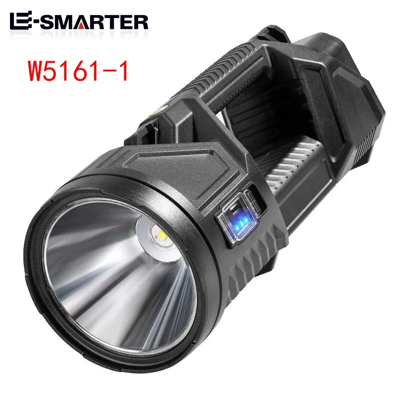 Portable Powerful Searchlight with Large Capacity Lithium Battery Rechargeable Handheld Flashlight Featuring Power Bank Function