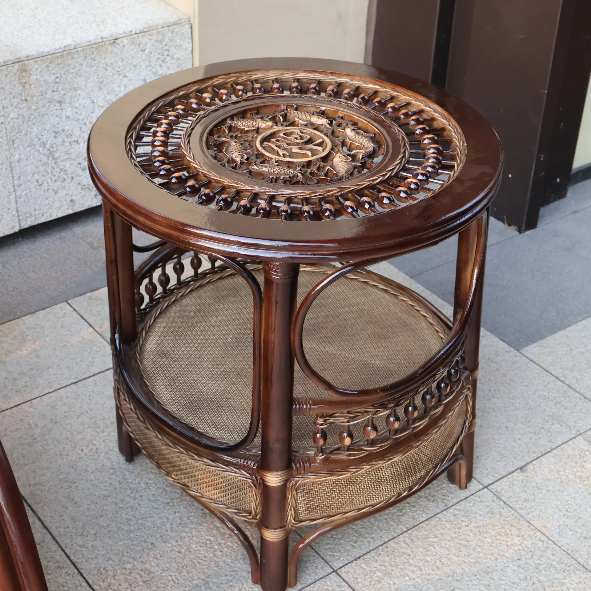 New Chinese rattan chair happy chair factory courtyard elderly rattan sofa