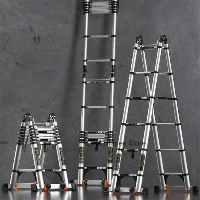 Engineering Multifunctional Aluminum Ladder Step Alloy Stools Home Folding Telescopic Ladder Portable Thick Herringbone Stairs