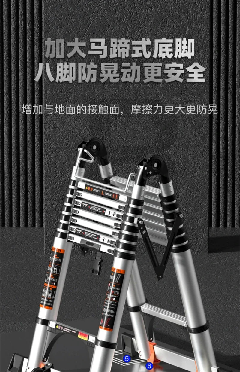 Aluminum Alloy Telescopic Ladder Thickened Stainless Steel Step Ladders Folding Lift Herringbone Ladder Home Portable Ladder B Y