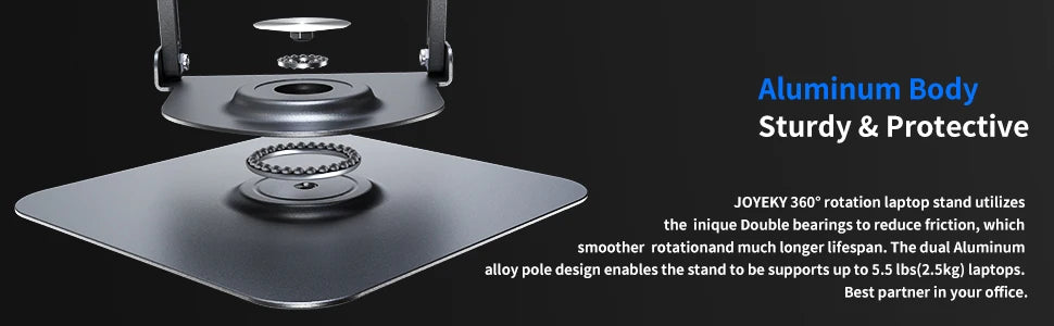 Foldable Portable Adjustable Computer Stand with 360° Rotating Base Ergonomic Laptop Riser  Laptop Stand for Desk