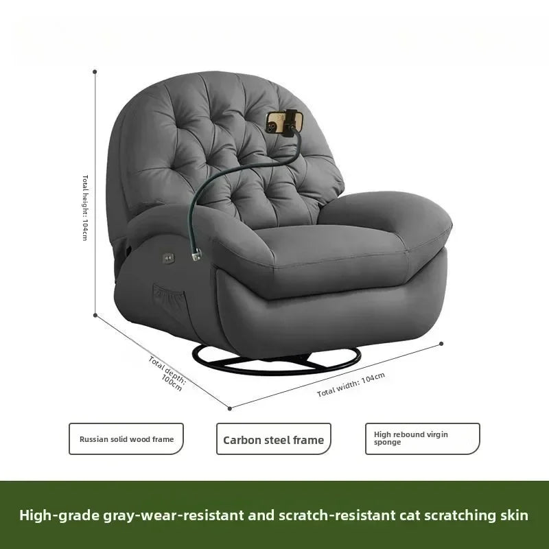 LZ X LazySofa Single Recliner Electric Space Capsule Rocking Chair Eco-Leather Lounge Living Room Suitable Sitting Reclining Sle