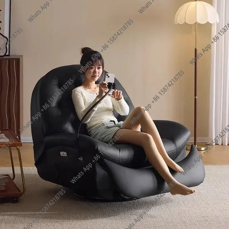 LZ X LazySofa Single Recliner Electric Space Capsule Rocking Chair Eco-Leather Lounge Living Room Suitable Sitting Reclining Sle