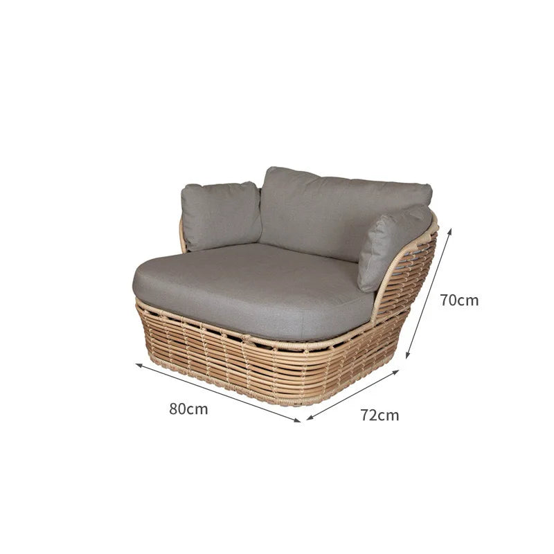 Outdoor faux rattan woven sofa combination, courtyard garden, waterproof and sunproof outdoor balcony lounge bed rattan chair fu