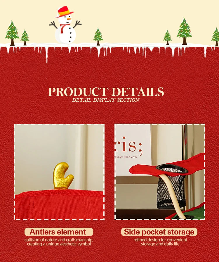 Christmas atmosphere beach stool, convenient camping folding chair camping cart, lightweight Christmas dining chair living chair