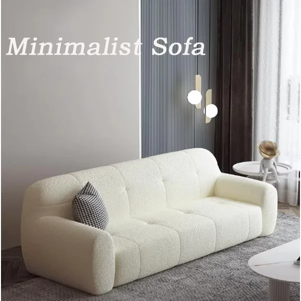 #@ Nordic Creative Light Luxury Fabric Designer Lamb Fleece Sofa Modern Minimalist Living Rooms Hotels Set bedroom soft sofa