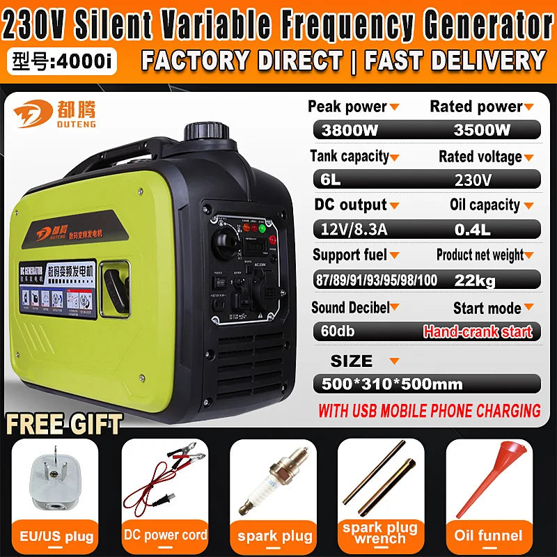 3000W Red Green Blue Three Colors Silent Inverter Generator, Solve the Power Problem