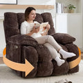 Extra Wide Power Recliner with Swivel, Rocker, and USB Ports, Ideal for Living Room or Nursery, Supports Up to 375lbs, Brown