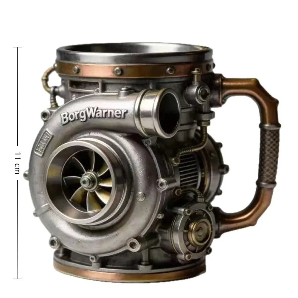 Resin Turbocharger Mug Sturdy and Durable Comfortable Grip 3D Engine Cup Handcrafted Mechanical Element Style Coffee Mug