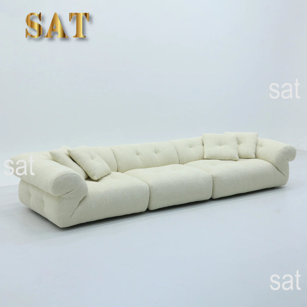 #White Color Living Room Soft Sofa Set Sponge Filled 3 4 Seats Sectional Couch Sofa Velvet Fabric Light Luxury Villa Sofas