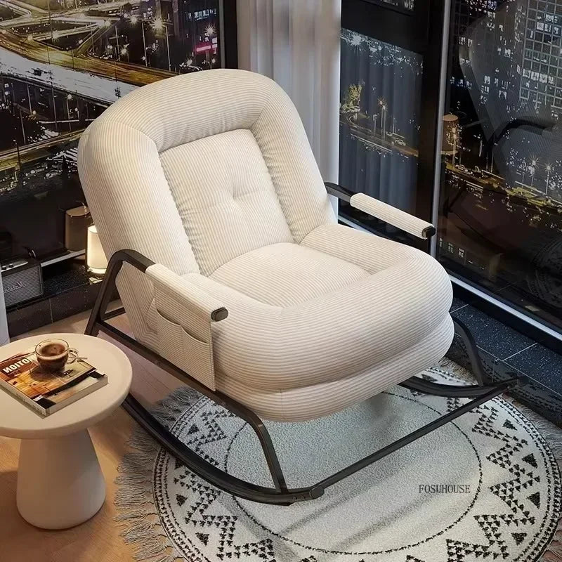 Modern Corduroy Living Room Chair Multifunctional Lazy Chair with Backrest for Balcony Home Leisure Creative Design