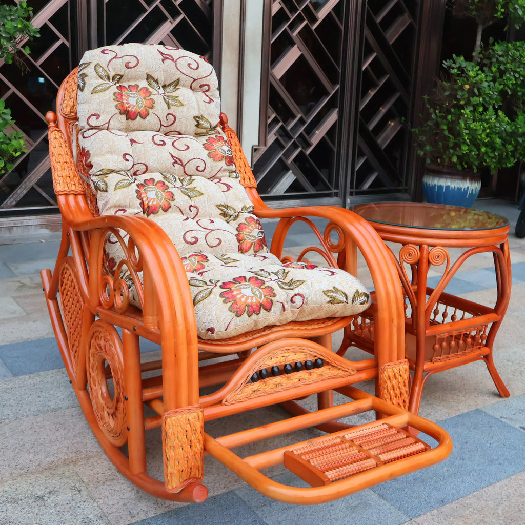 Natural rattan rocking chair sofa recliner lazy adult elderly chair living room