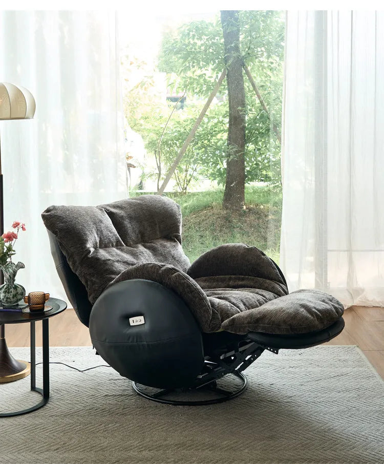 N Retro Electric Single Sofa Chair Designer French Lazy Sofa Balcony Living Room Function Rotating Recliner