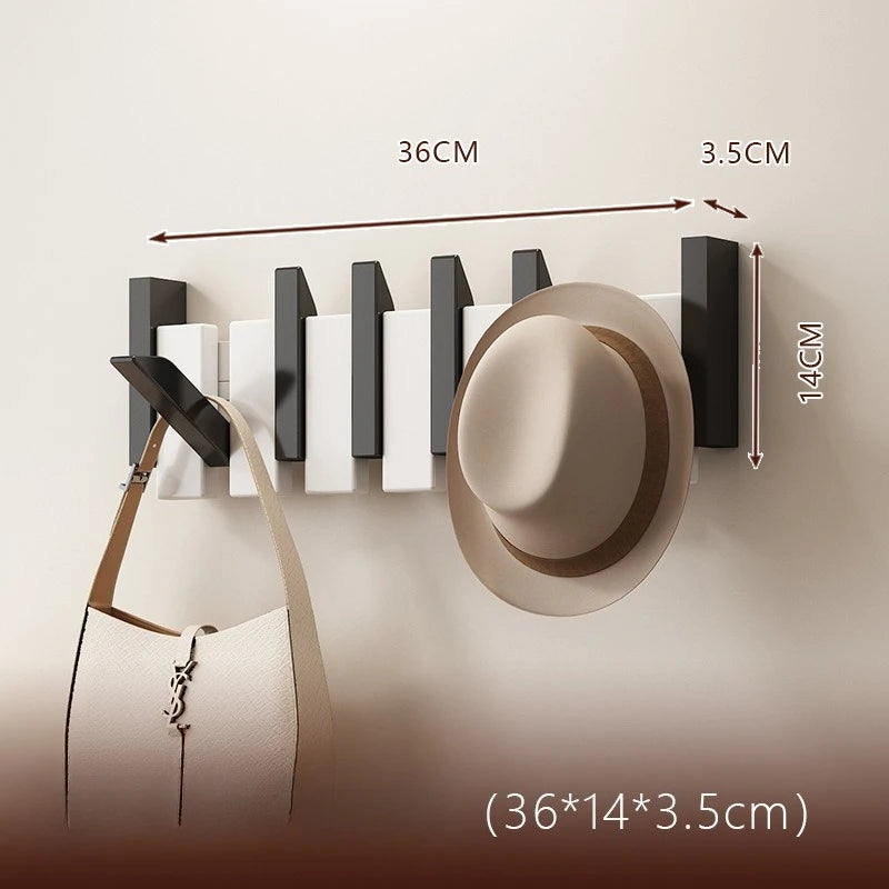 Piano Key Coat Rack Solid Wood Clothing Storage Racks Wall Mounted Clothes Organizer Hanger Entrance Hall Home Furnitures