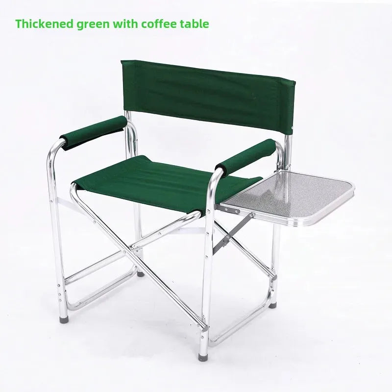 Aluminum Alloy Director’s Chair with Side Table, Portable Folding Fishing Stool, Relaxing Laptop Desk, Outdoor Picnic Gear