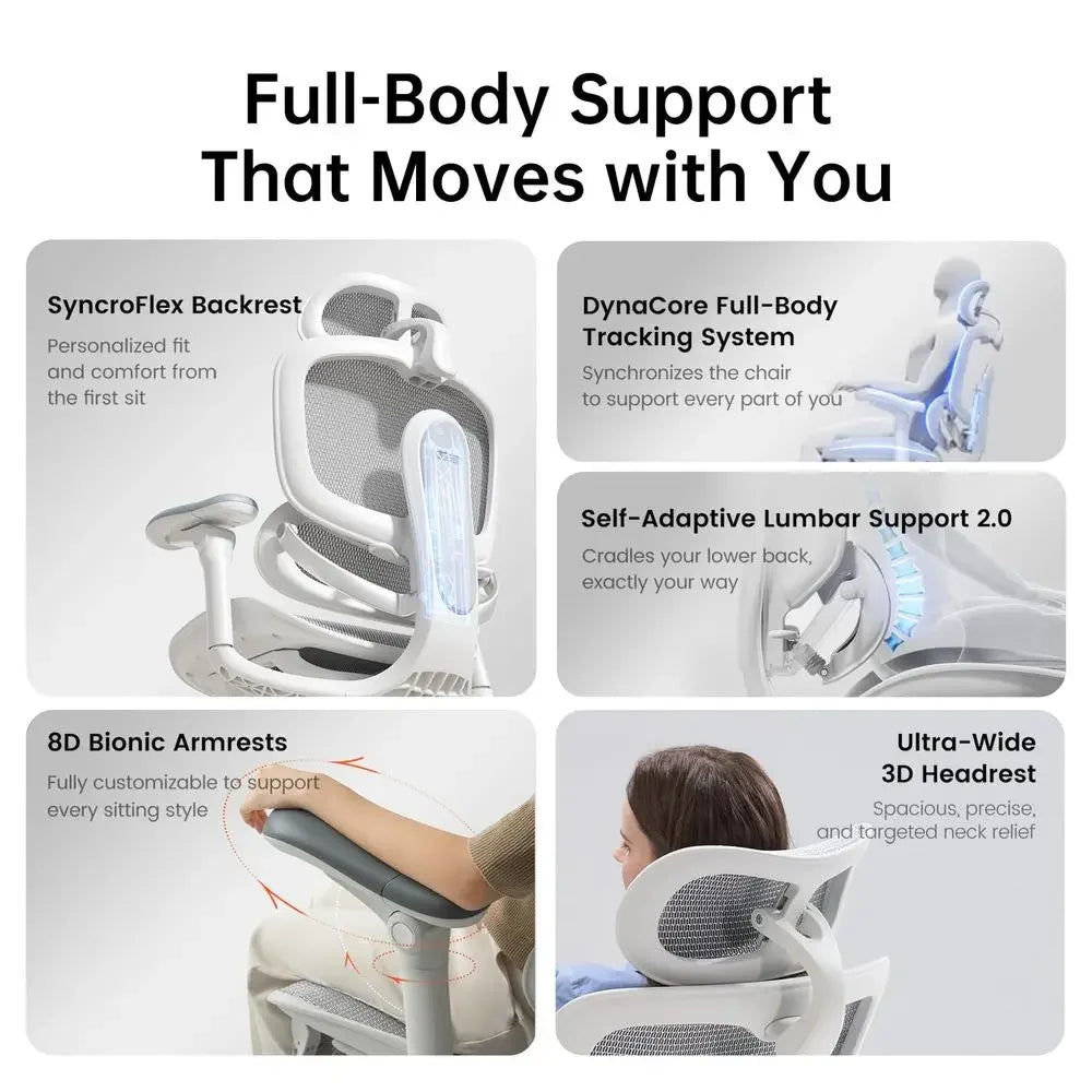 Doro C300 Pro V2 Ergonomic Office Chair with Footrest, Grey FullBody Adaptive Support, 8D Armrests amp Breathable Mesh, Comfy H