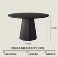 Nordic solid wood dining table and chair combination, wabi-sabi style round table, black minimalist white ash wood round