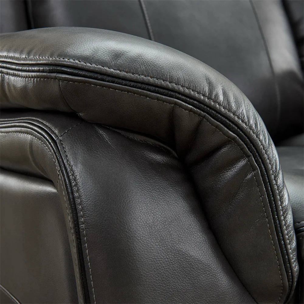 Recliner Couch Chair Manufacturer Power Reclining Sectional Black Technical Leather 5 Seat Oversized Sofa Set with USB LED Strip