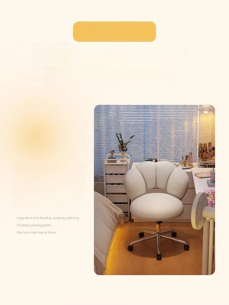 Cream Wind Living Room Chairs Furniture Dressing Stool Rotatable Chair Lamb Wool Small Internet Celebrity Stool Computer Stool