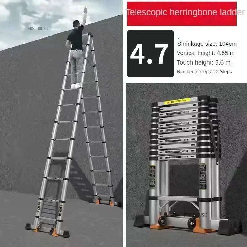 Folding Ladder for Construction Site Metal Telescopic Modern Thickened Ladders Creative Multifunctional Step Ladders for Home G