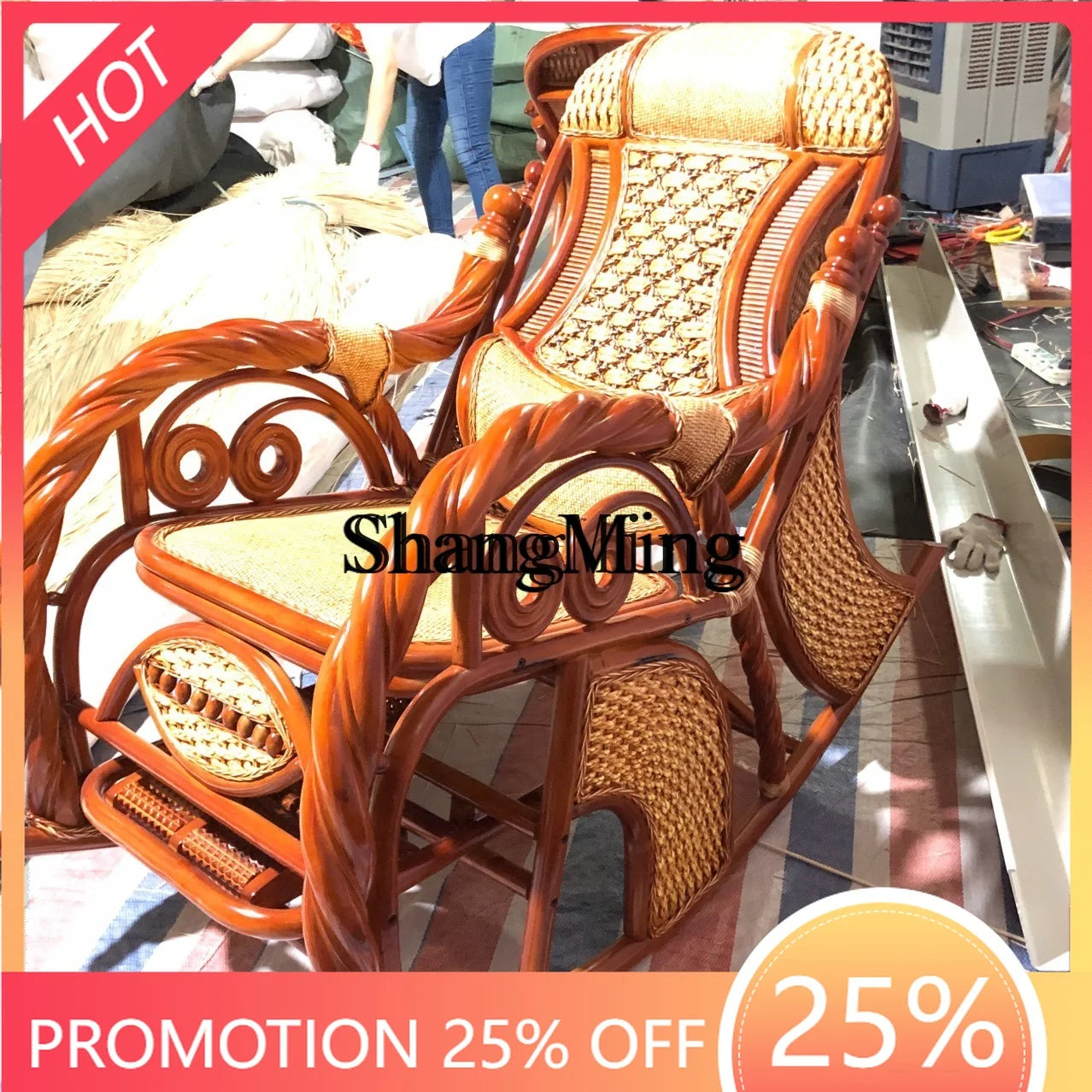 FG good-looking  woven natural rattan rocking chair rattan art furniture rattan products
