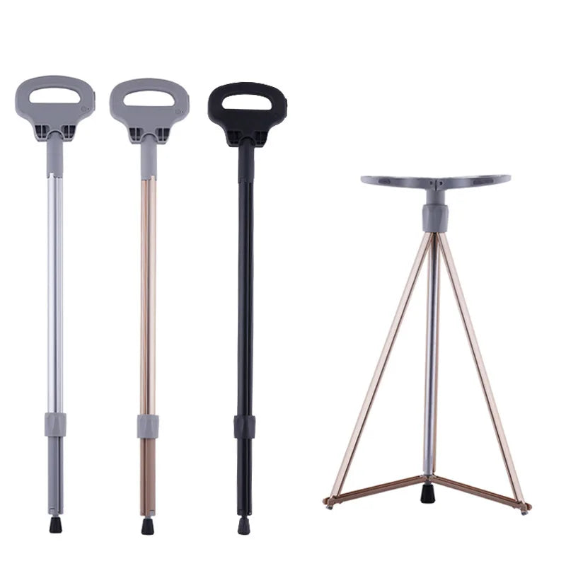 Portable Elderly Cane Stool Non-Slip Multifunctional Lightweight Chair Ideal for Outdoor Hiking and Mobility Support