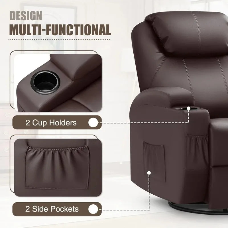 Ergonomic Reclining Rocking Massage Chair for Living Room Sofa