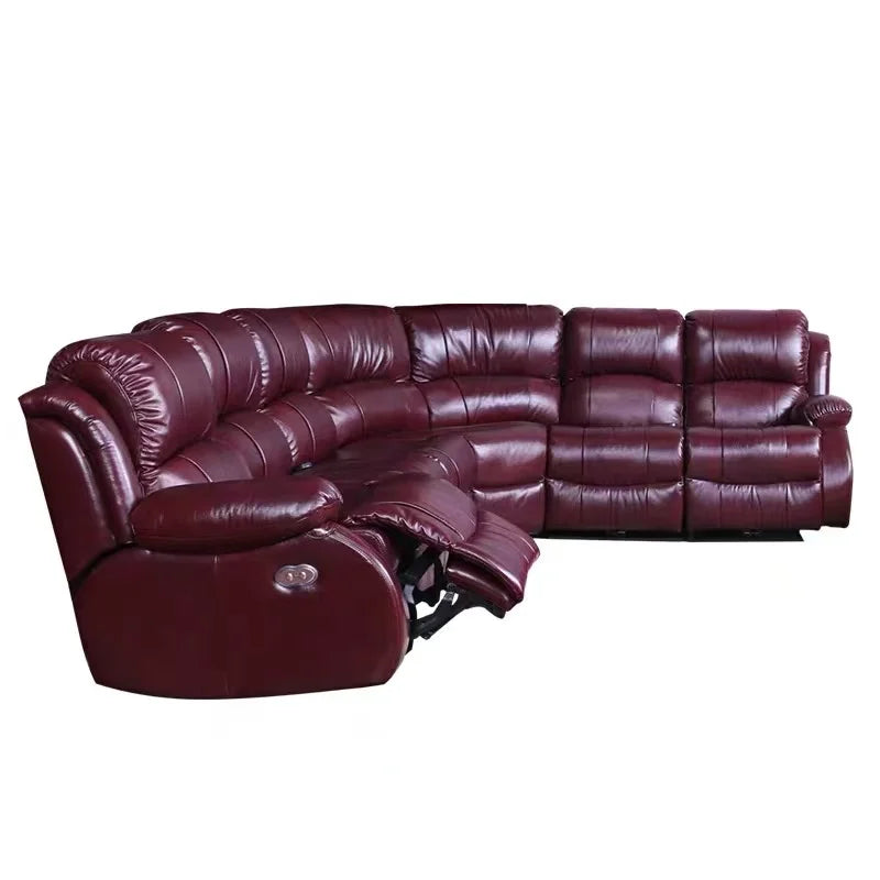 Living Room Sofa Set Recliner Leather U Shaped Sectional Sofa, Electric Recliner Sofa Set