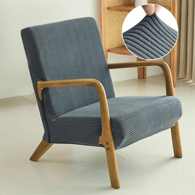 1PC Jacquard Armchair Cover Elastic Wooden Chair Cover Solid Color Chair Slipcover Washable Home Decor Furniture Covers