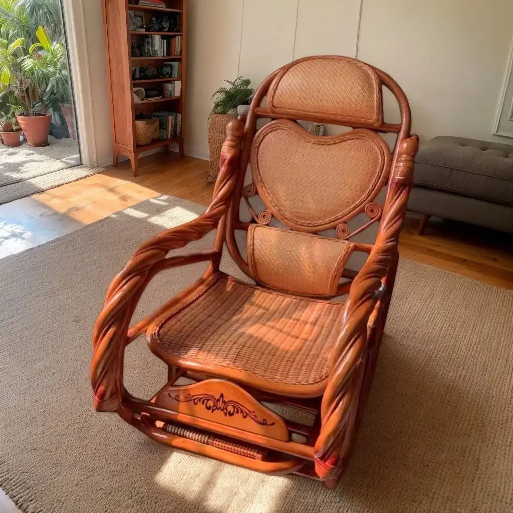 Rattan chair natural Indonesian real rattan rocking chair adult rocking recliner leisure home balcony rattan elderly carefree na