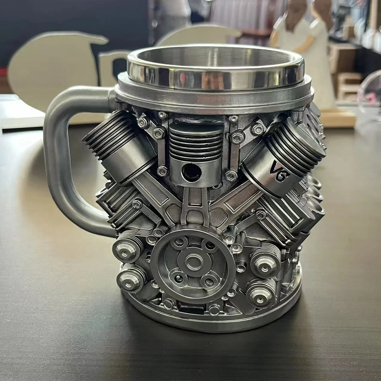 V8 Engines Stainless Steel Coffee Mug Creative Resin Water Cup Funny V6 Engines Wine Cup Coffee Cup Water Container Accessories