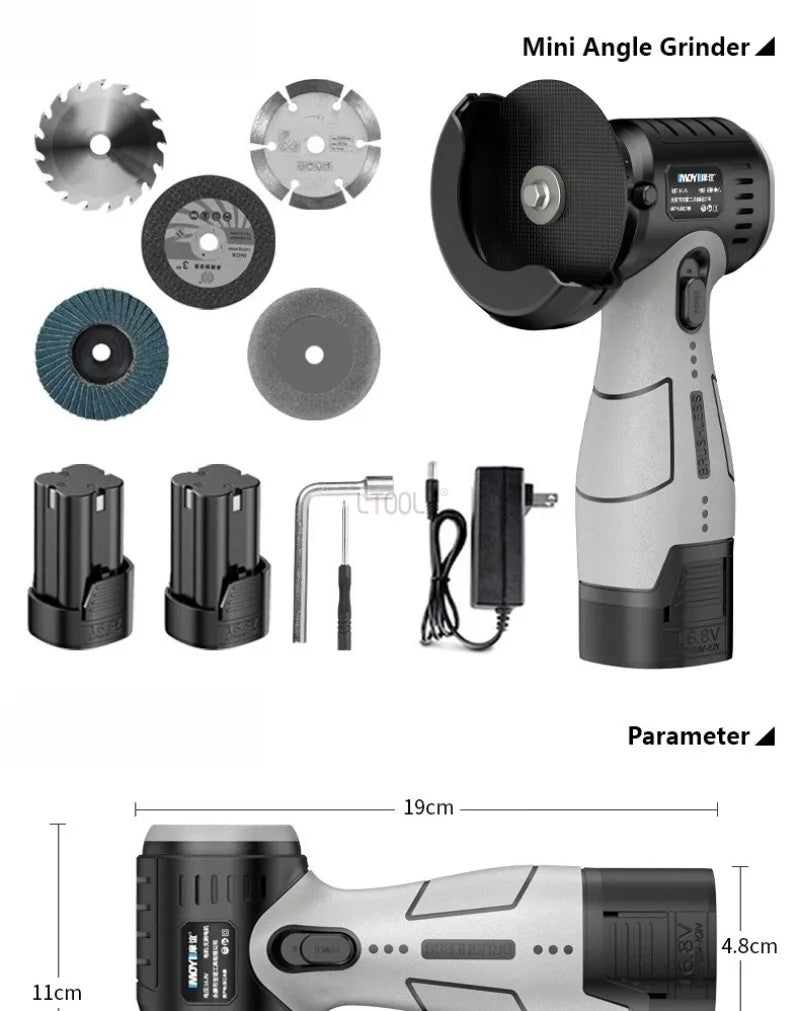 16.8V Mini Brushless Angle Grinder Digital Lithium Ion Portable Polishing Machine Cutting Polishing Handheld Electric Tools 1 Pc