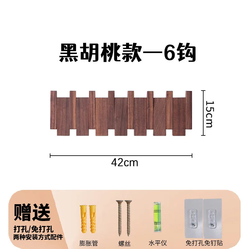 Wall Mounted Walnut Coat Rack Solid Wood Storage Rack Entry Porch Coat Rack Creative Piano Keys Home Decor