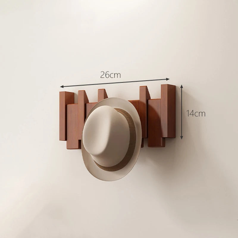 Walnut Wood Coat Rack Wall Mounted Hooks Key Clothes Hanger Hallway Door Home Bedroom Entrance Decor Organizer Rack