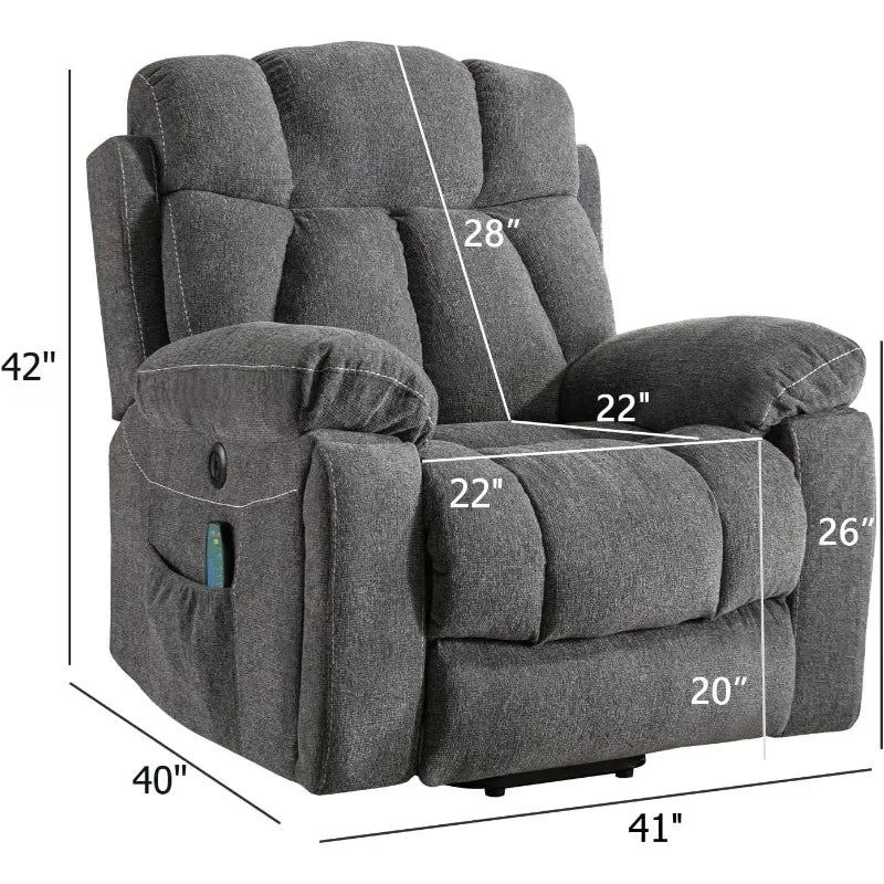 Large Power Lift Recliner Chairs with Massage and Heat for Elderly Big People