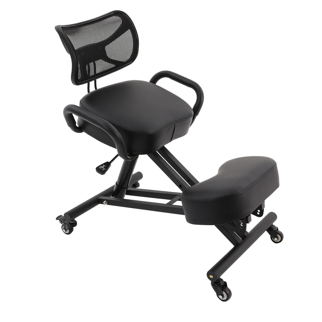 Ergonomic Kneeling Chair with Back Support, Height Adjustable Kneeling Posture Chair, Rolling Kneeling Office Chair for Home Office Study Meditation