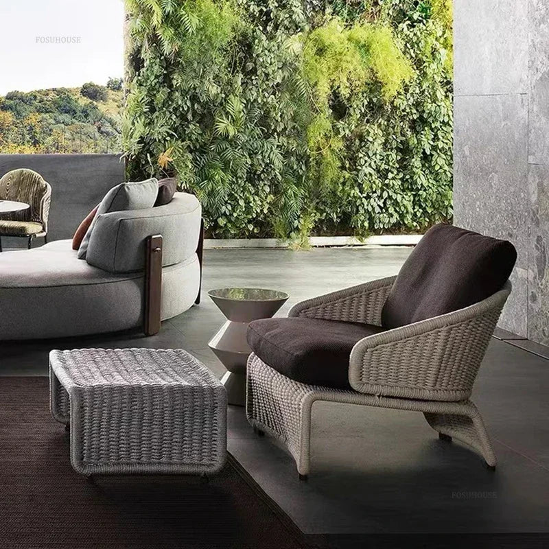 Nordic Rattan Garden Sofas for Model Light Luxury Household Outdoor Furniture for Garden House Backrest Soft Bag Leisure Sofa