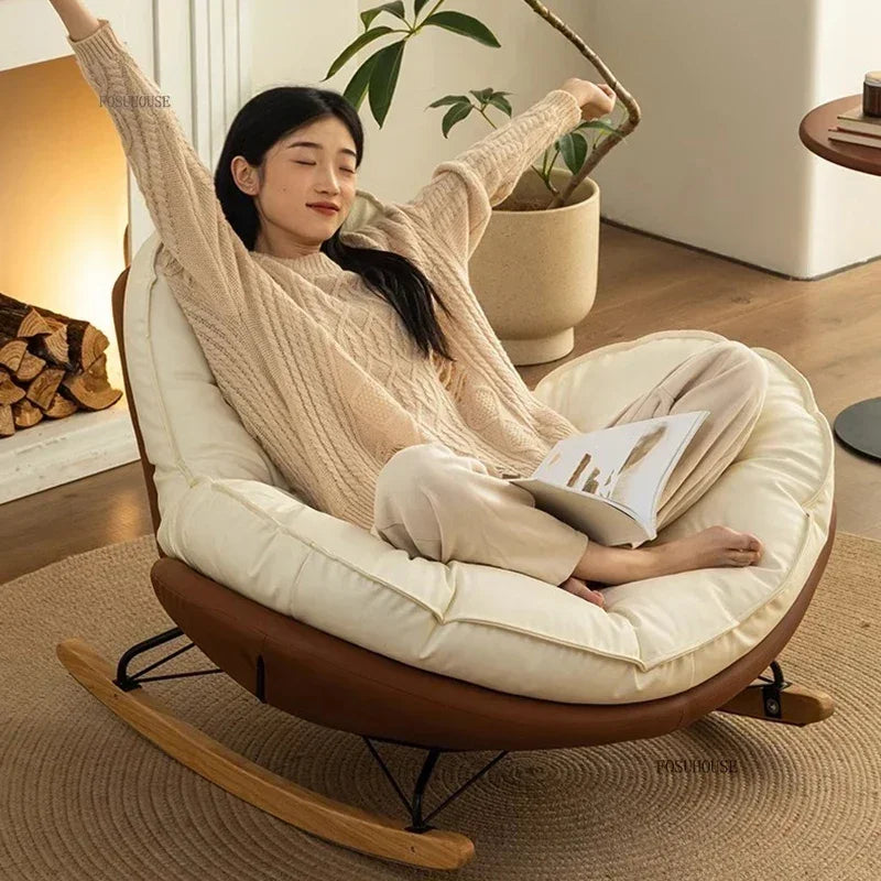 Designer Living Room Chair Personality Large Rocking Chair for Living Room Light Luxury Sofa Chairs Japanese Home Furniture