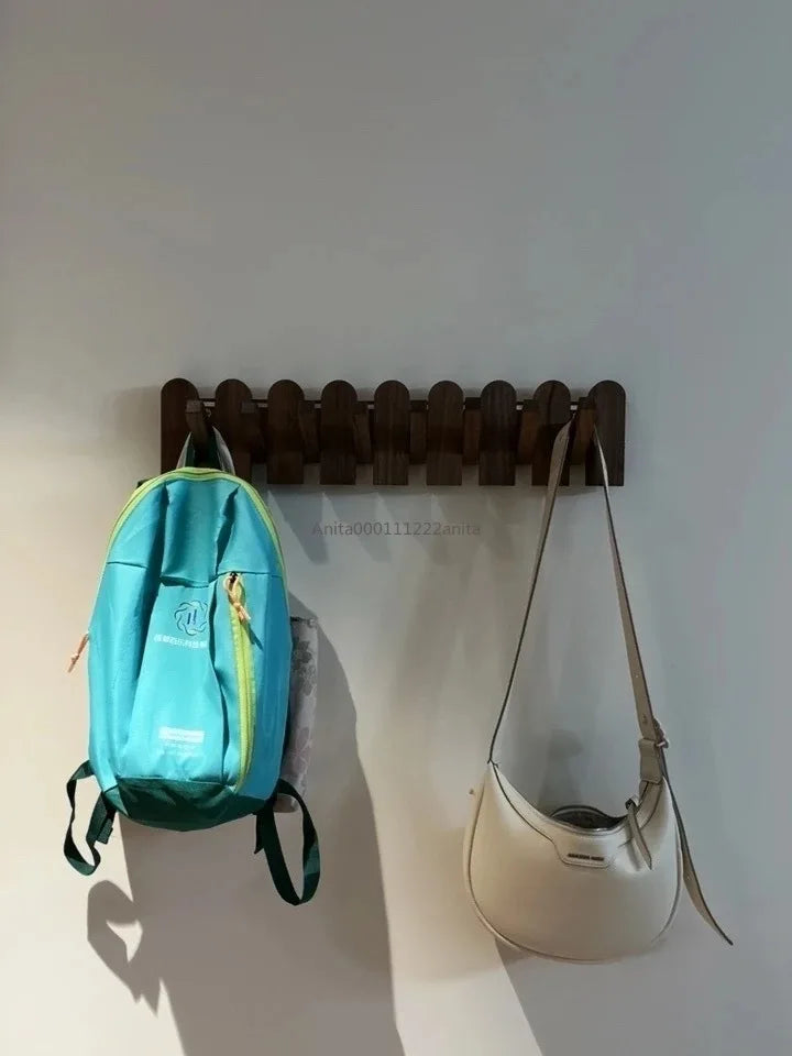 Solid Wood Door Back Coat Hooks Entrance Rack No Drilling Wall Mounted Clothes Hanger for Home Decor