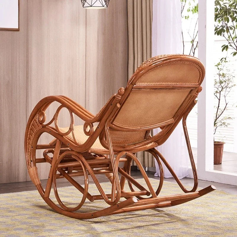Real rattan Chinese furniture living room balcony Indonesian rattan art leisure recliner lunch