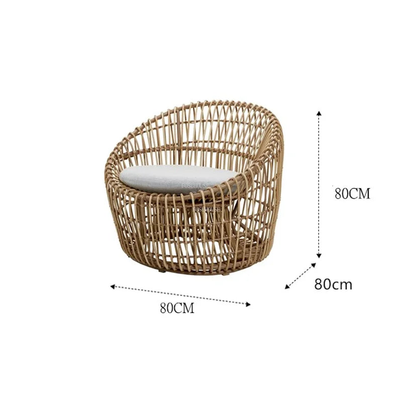 Modern Rattan Garden Sofa Set Outdoor Patio Furniture Leisure Lounge Couch Wicker Balcony Villa Single Seat Lazy Chair